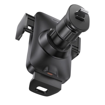 Baseus Wisdom Car Holder for a car phone with a QI inductive charger for a grille Black