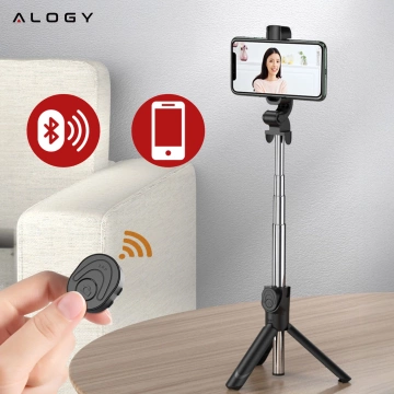 Selfie tyč stativ Stativový držák telefonu Alogy Tripod selfie tyč Bluetooth 360 dálkové ovládání Black