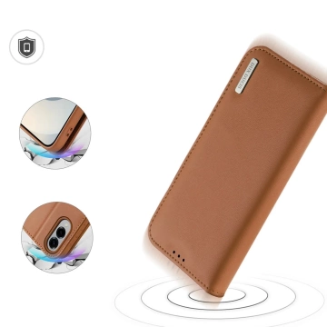 Шкіряний чохол для Samsung Galaxy S25 Edge Dux Ducis Hivo коричневого кольору