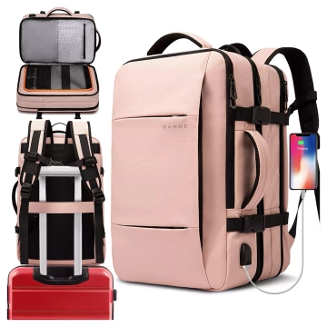 Reiserucksack Bange BackPack Business erweiterbarer Rucksack Geräumige Tasche für 17,3-Zoll-Laptop mit USB-Anschluss Schwarz