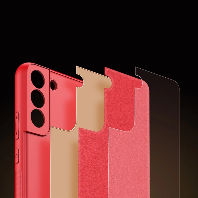 Dux Ducis Yolo elegant case cover made of ecological leather for Samsung Galaxy S22 (S22 Plus) red