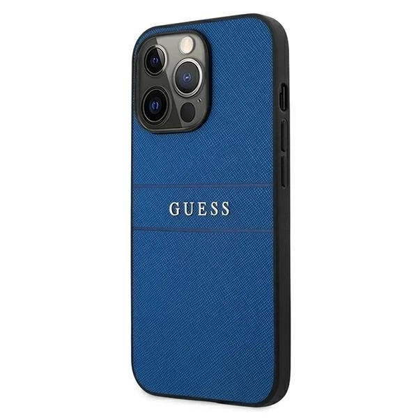 Guess GUHCP13LPSASBBL iPhone 13 Pro / 13 6,1" černý/modrý Saffiano Strap