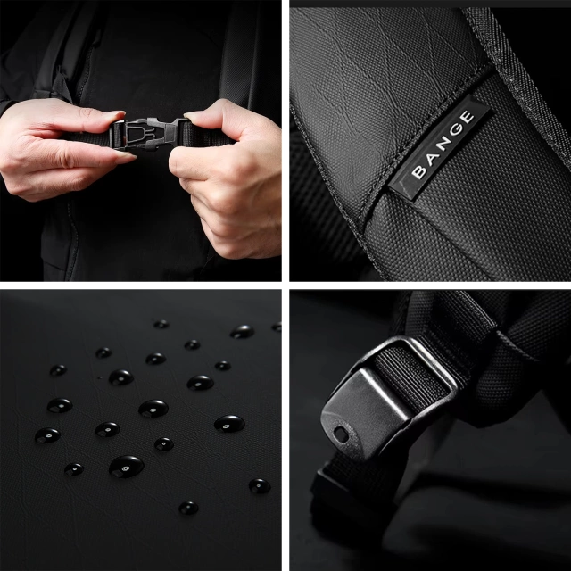 Bange Waterproof Backpack for Laptop 15.6" City Travel 45x30x16 cm for Work Airplane Men's Women's with USB Port Black