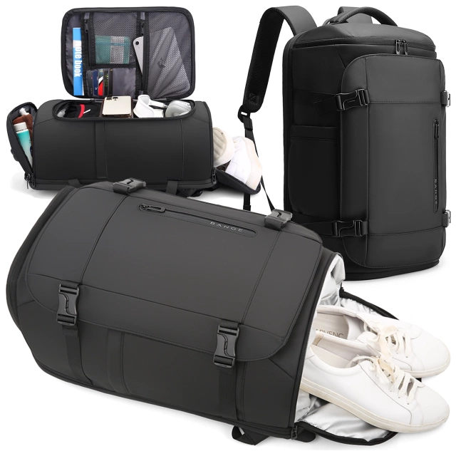 Bange Waterproof Backpack for Laptop 15.6" City Travel 45x30x16 cm for Work Airplane Men's Women's with USB Port Black