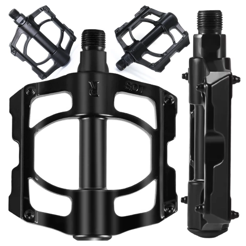 Platform bicycle pedals for MTB bicycles, aluminum 9/16" Black aluminum set [2 pcs.]