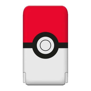 OTL Magnetische Powerbank 5000 mAh, USB-C 15 W, Pokemon Pokeball mit Ständer (Weiß-Rot)