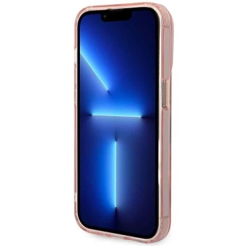 Etui na telefon Guess do  iPhone 14 Pro Max 6,7" różowy/pink hard case Gold Outline Translucent MagSafe