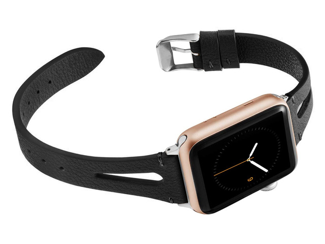 Lederarmband Alogy Leder für Apple Watch 42/44/45 / 49mm Schwarz