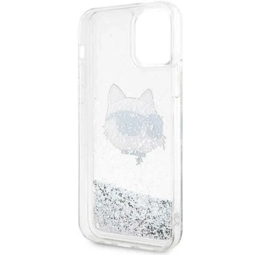 Karl Lagerfeld KLHCP12MLNHCCS ochranné pouzdro na telefon Apple iPhone 12/12 Pro 6,1" stříbrný/stříbrný pevný obal Glitter Choupette Head