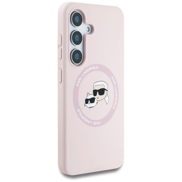 Samsung Galaxy S25 Plus Case Pink Karl Lagerfeld Silicone Double Heads And Circle MagSafe