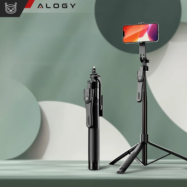Kijek Selfie Tripod Alogy FlexPod Max z uchwytem na telefon i mocowaniem 1/4 Stabilizacja pilot Bluetooth 215cm