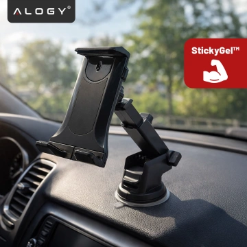Car phone holder tablet windshield strong adjustable 4.7-11 inches black