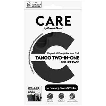 Puzdro pre Samsung Galaxy S25 Ultra CARE od PanzerGlass Feature Tango Wallet 2v1 čierne