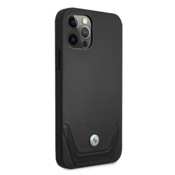 BMW BMHCP12LRSWPK Handyhülle für Apple iPhone 12 Pro Max 6.7" schwarz/schwarz Hardcase Leder perforiert