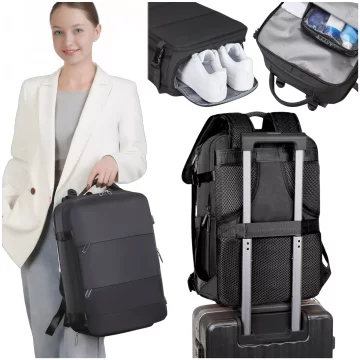 Pánský dámský cestovní batoh na notebook do kufru Zavazadla do letadla Práce do školy 45x30x20cm Alogy Unisex Černá