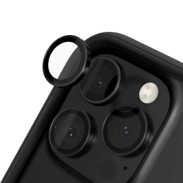 Glas für Apple iPhone 16 Pro / 16 Pro Max Kameraabdeckung Objektiv 3mk Lens Protection Pro Schwarz Schutzhülle