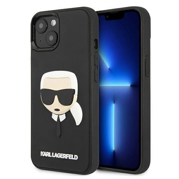 Karl Lagerfeld KLHCP13SKH3DBK iPhone 13 mini 5,4" čierny/čierny pevný obal 3D gumená Karlova hlava