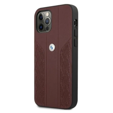 Etui BMW BMHCP12MRSPPR do Apple iPhone 12/ 12 Pro 6,1" pevné puzdro Leather Curve Perforate