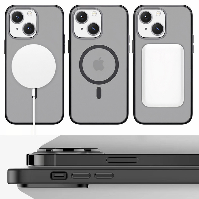 Matné pouzdro Alogy MagCase pro pouzdro MagSafe s magnetickým kroužkem pro Apple iPhone 14 Black Glass