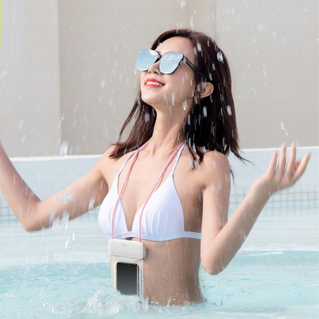 Vodotěsné pouzdro Baseus 7,2 palce IPX8 růžové