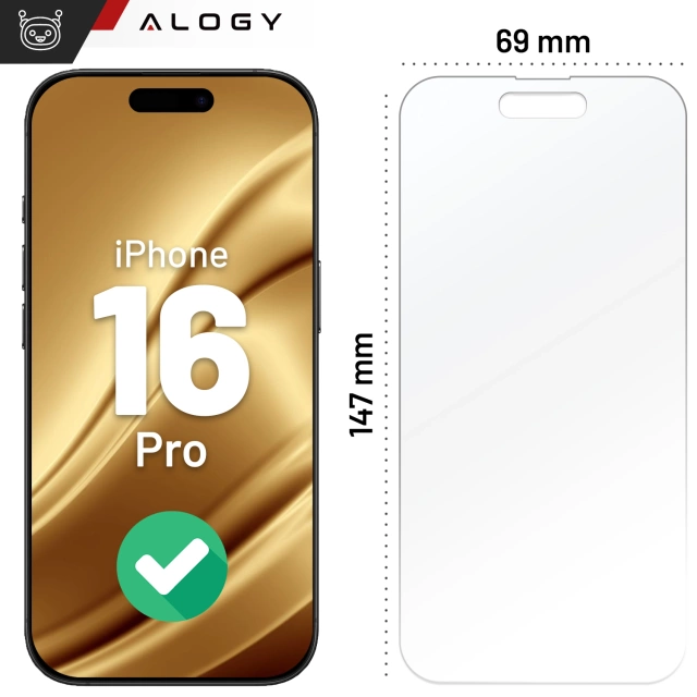 "SHRAPPROOF" glass for Apple iPhone 16 Pro hybrid Alogy Flexi Full Glass 9H flat for the entire screen