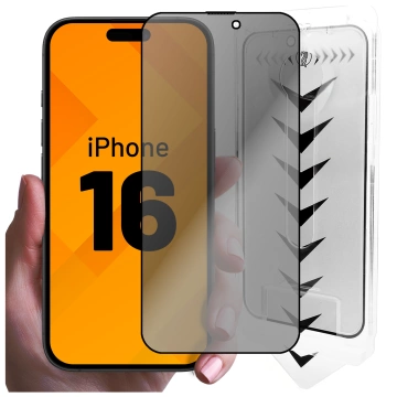 EasyShield™️ Privacy-Displayschutzfolie aus gehärtetem Glas für Apple iPhone 16 (9H) mit Montagerahmen
