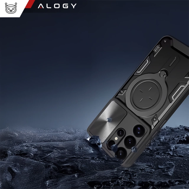 Case for Samsung Galaxy S25 Ultra Armor Slide Case Ring Camera Protection Housing Alogy CamGuard Pro Black