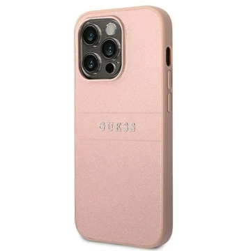Guess GUHCP14LPSASBPI case for Apple iPhone 14 Pro 6.1" pink/pink Saffiano Strap