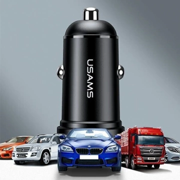 USAMS Car charger 2xUSB 2.4A Mini black/black CC114TC01 (US-CC114)