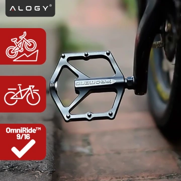 Platform bicycle pedals for MTB bicycles, aluminum 9/16" Black aluminum set [2 pcs.]