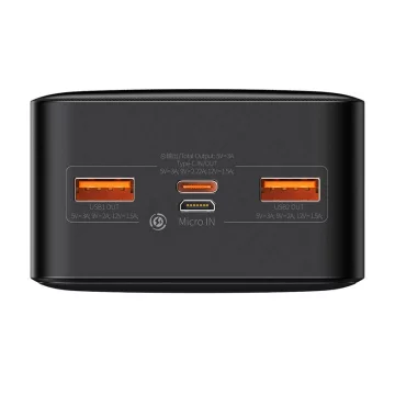 Baseus Bipow 30000mAh Powerbank, 2xUSB, USB-C, 20W (black)