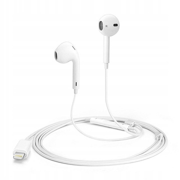 Káblové slúchadlá Ear Pods Lightning pre Apple iPhone iPad iPod do uší Biele