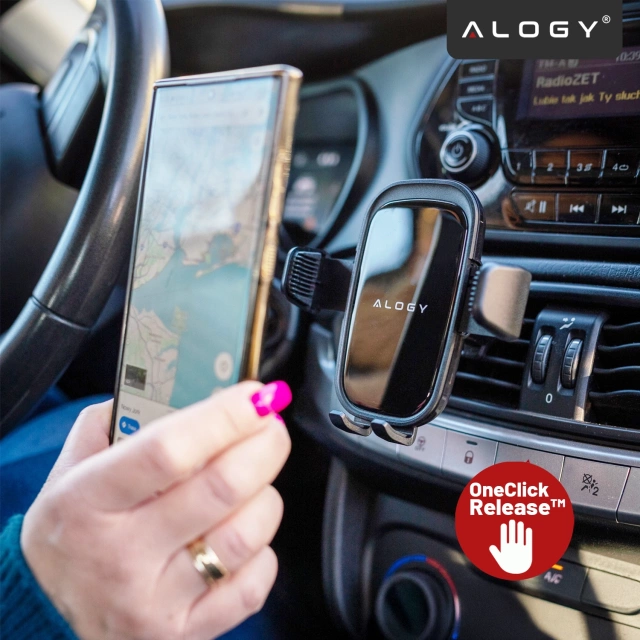 Držák telefonu do auta, okno, mřížka, kokpit, palubní deska, auto, auto, pro 7" telefon Alogy 3v1 Black