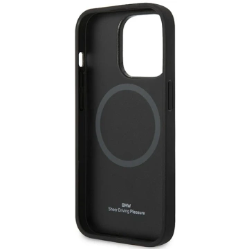 Sada na telefon BMW BMHMP14X22RPSR do Apple iPhone 14 Pro Max 6,7" vínová/vínová Kožená sedadla Vzor MagSafe