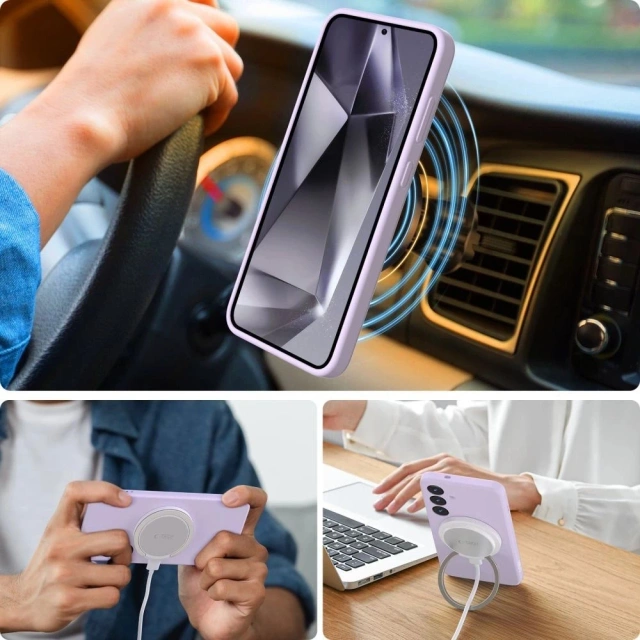 Чохол-книжка MagSafe для Samsung Galaxy S25 Edge Tech-Protect з рідким силіконовим покриттям, фіолетовий