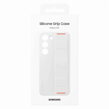 Silikonový kryt Samsung Grip pro Samsung Galaxy S23 s páskem na zápěstí bílý (EF-GS911TWEGWW)
