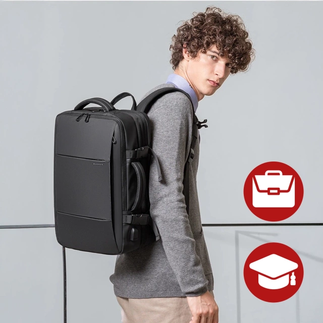 Plecak podróżny Bange BackPack biznesowy plecak rozszerzalny Torba pojemna do laptopa 17.3" z portem USB Czarny