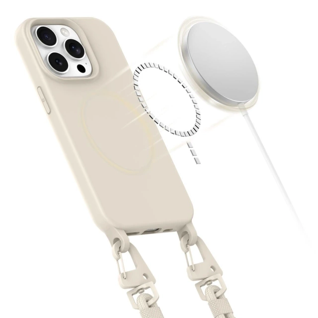 Etui Tech-Protect Magnecklace MagSafe iPhone 14 Pro Latte Smycz