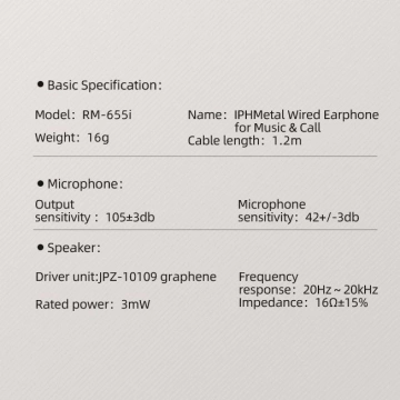 Remax kabelgebundener In-Ear-Kopfhörer aus Metall mit 1,2 m Lightning-Lautstärke-Fernbedienung schwarz (RM-655is)