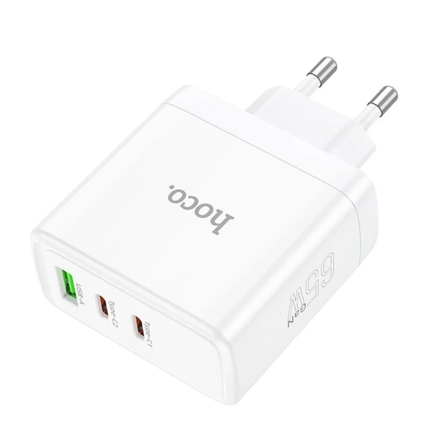 HOCO 2 x Type C USB A QC PD 65W GaN Wall Charger White