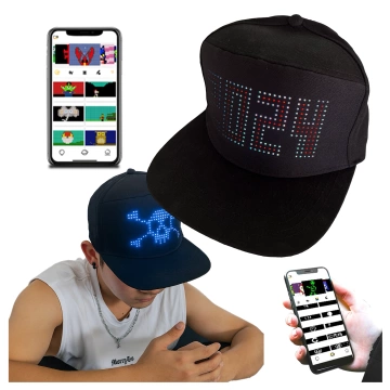 Бейсболка Alogy PixelCap™ LED із RGB-світлодіодним підсвічуванням, Bluetooth Pixels, керування за допомогою мобільного телефону, додаток Pixel, чорна