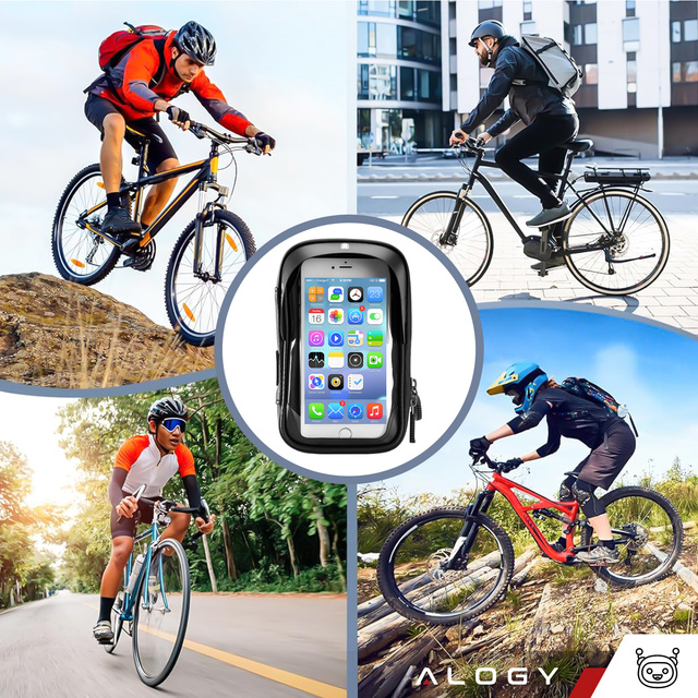 Case Bicycle Bag Phone Pouch 6.4 inch Handlebar Holder Bicycle 0.5L Black Tools Multitool Keys 16in1 Alogy