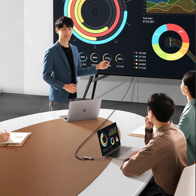 Ugreen CM498 USB-C HDMI VGA RJ45 Adapter USB-A SD PD 100W Hub 9in1 Gray