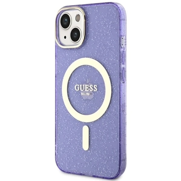 Etui Guess GUHMP14SHCMCGU pro iPhone 14 6,1" pevný obal Glitter Gold MagSafe