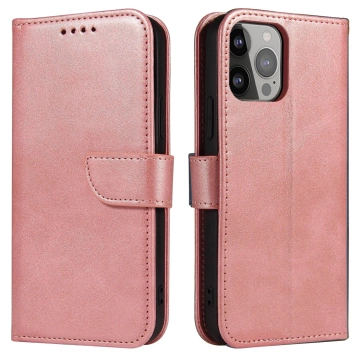 Magnetic Phone Case for iPhone 13 Pro elegant case cover with a flip cover and stand function pink