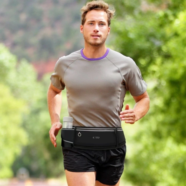 Поясна сумка Біговий ремінь, поясна сумка, чохол для телефону, навушники - Чорні