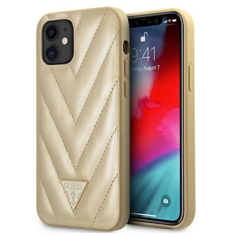 Guess GUHCP12SPUVQTMLBE iPhone 12 mini 5,4" złoty/золотий жорсткий чохол V-Quilted Collection