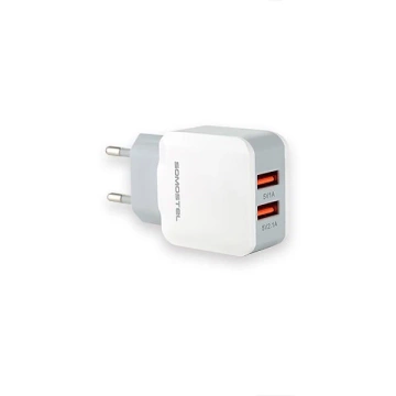 Мережевий зарядний пристрій 2x USB 2.1A SOMOSTEL 2100mA SMS-A13 Білий