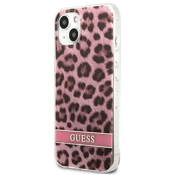 Guess GUHCP13SHSLEOP iPhone 13 mini 5,4" ružovo-ružové pevné puzdro Leopard