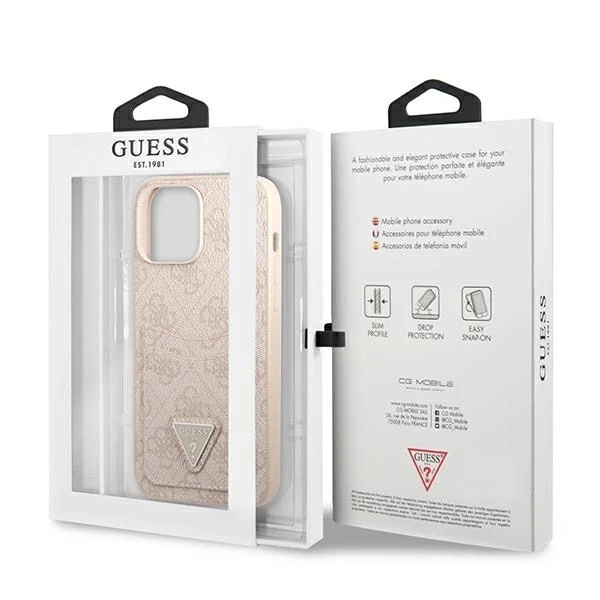 Etui Guess GUHCP13LP4TPP pre iPhone 13 Pro / 13 6,1" pevné puzdro 4G slot na karty s trojuholníkom